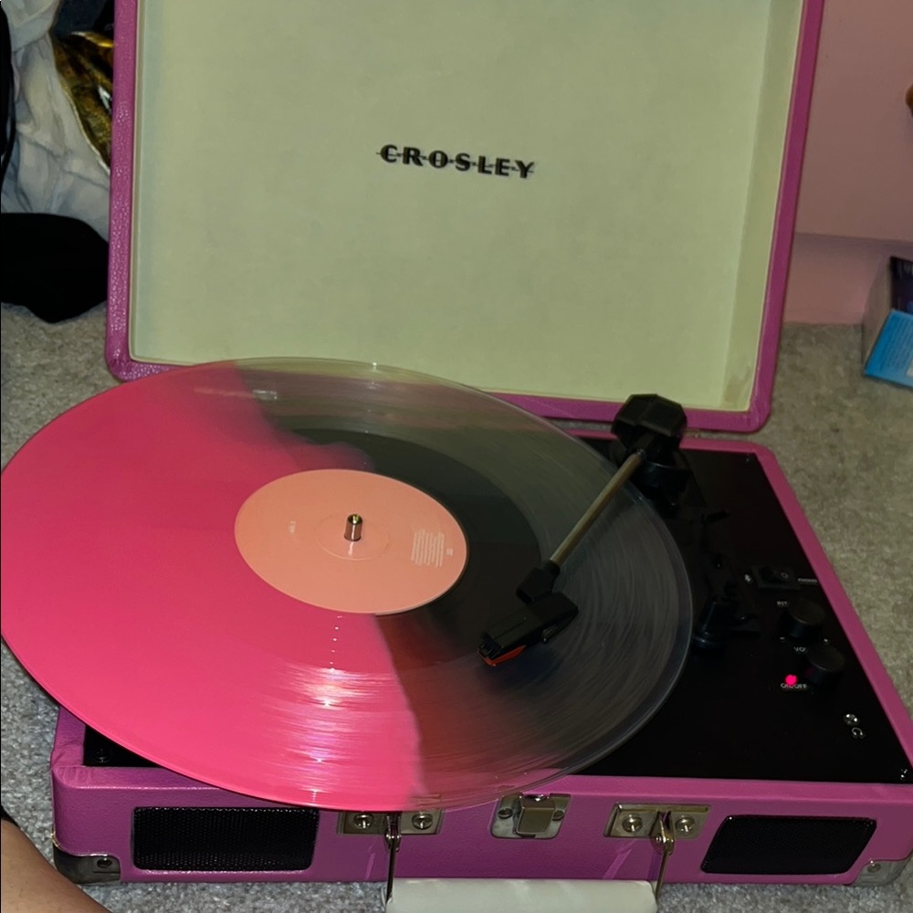 Crosley Pink and Gray Vinyl Records Collection